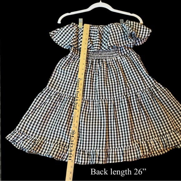 NEW ASOS DESIGN Bandaeau Tiered Mini Sundress in Mono Gingham. Size 4 - Picture 14 of 16